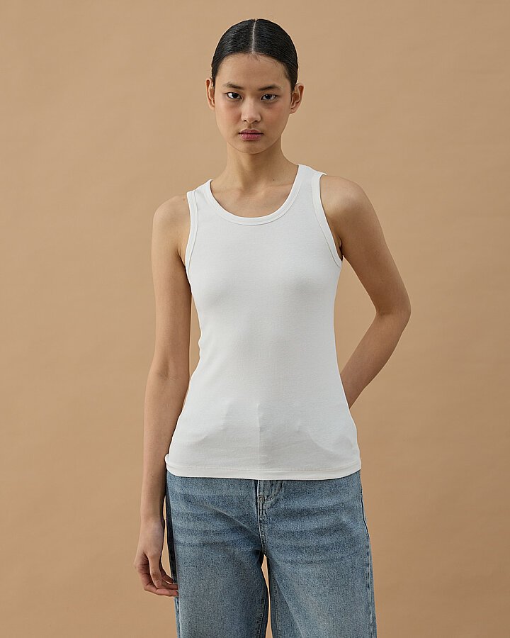 Penye Ribana Basic Düz Atlet Ekru