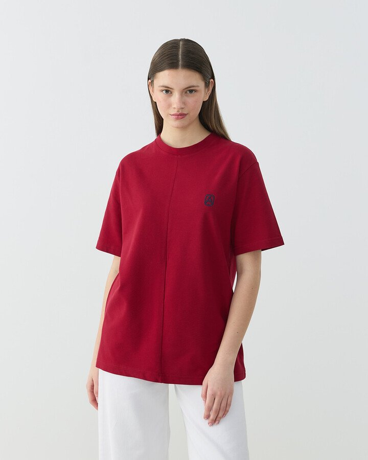 Pike Basic Detaylı Tshirt Bordo