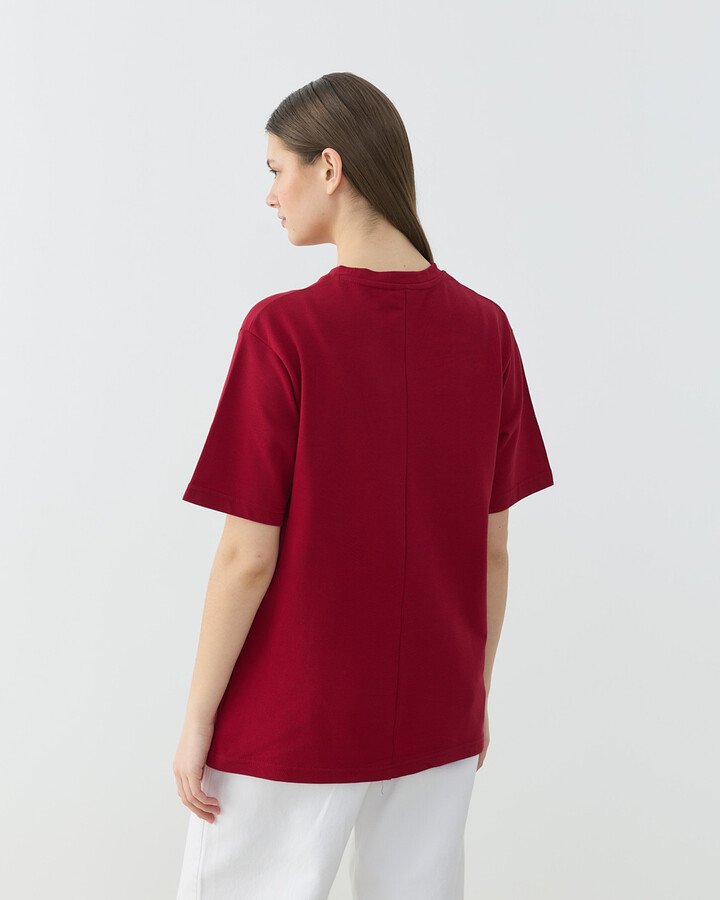 Pike Basic Detaylı Tshirt Bordo
