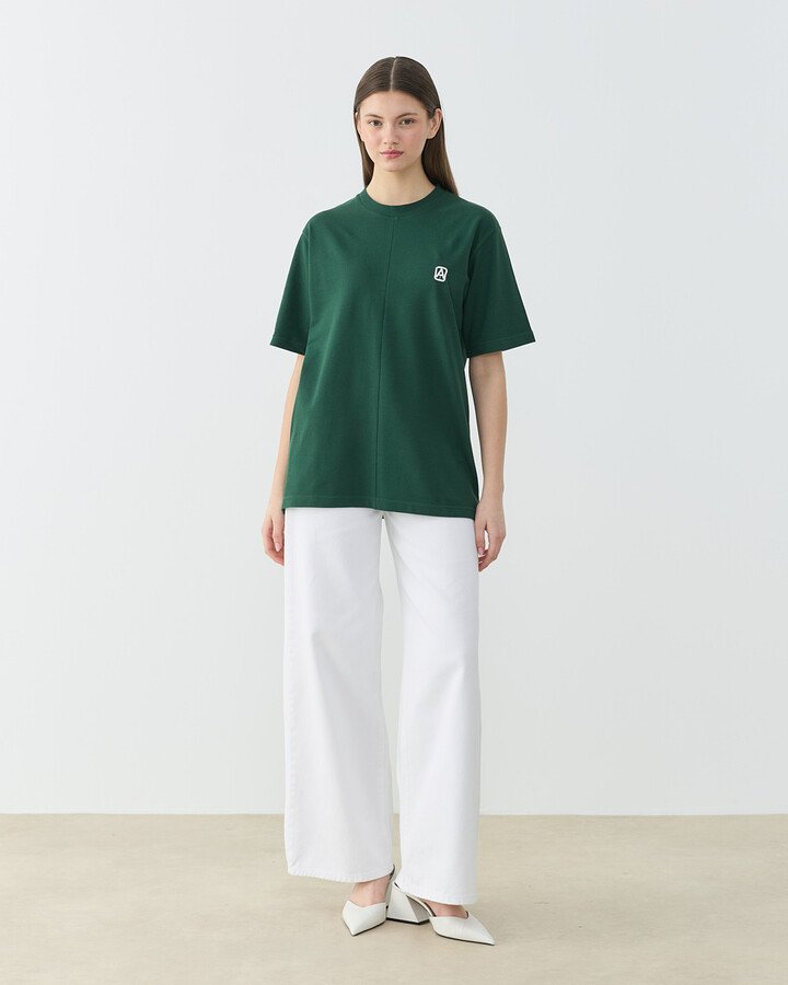 Pike Basic Detaylı Tshirt Yeşil