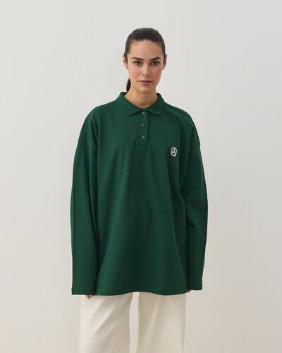 Polo Yaka Uzun Kollu Tshirt Yeşil 