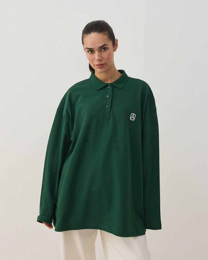 Polo Yaka Uzun Kollu Tshirt Yeşil