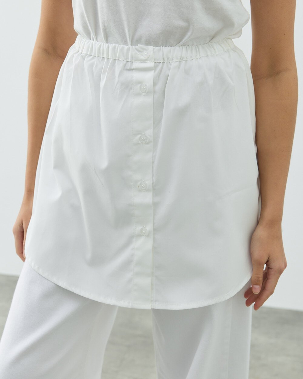 Poplin Fonksiyonel Gömlek İçlik Etek Ekru - Aybikestil