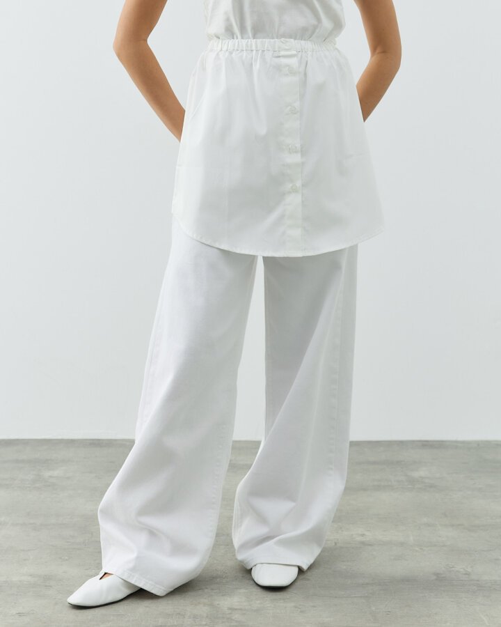 Poplin Fonksiyonel Gömlek İçlik Etek Ekru - Aybikestil (1)