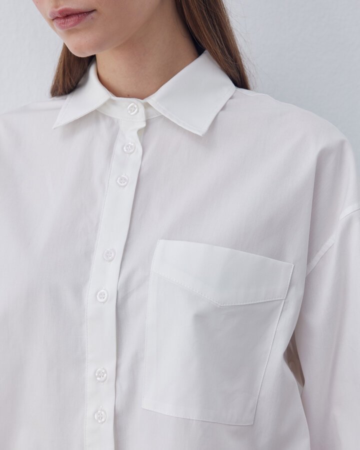 Poplin Kısa Crop Cepli Gömlek Ekru - Aybikestil (1)