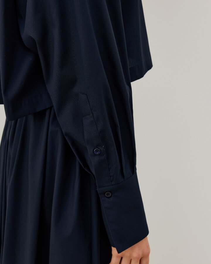 Poplin Kısa Crop Cepli Gömlek Lacivert - Aybikestil (1)