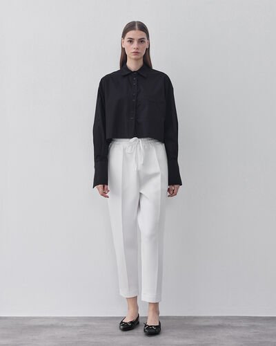 Poplin Kısa Crop Cepli Gömlek Siyah - Aybikestil (1)