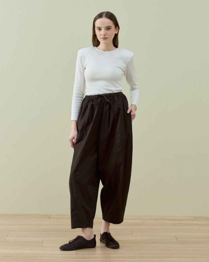 Poplin Loose Fit Önü Dikişli Pantolon Kahve - Aybikestil (1)