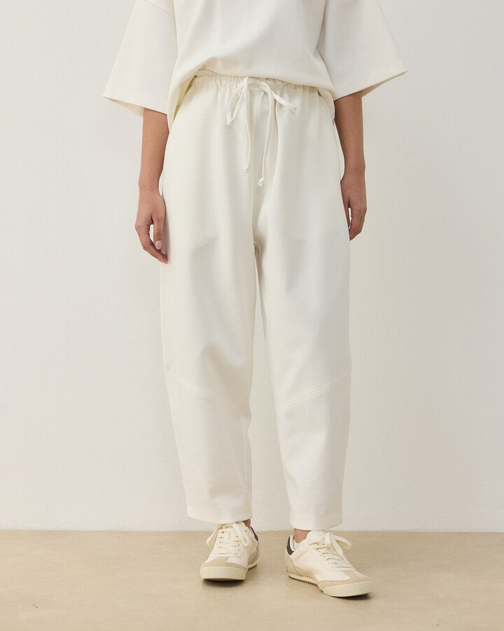 Premium Doubleface Baggy Fit Kesikli Pantolon Ekru