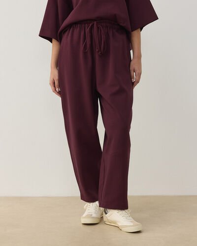Premium Doubleface Baggy Fit Kesikli Pantolon Mürdüm 