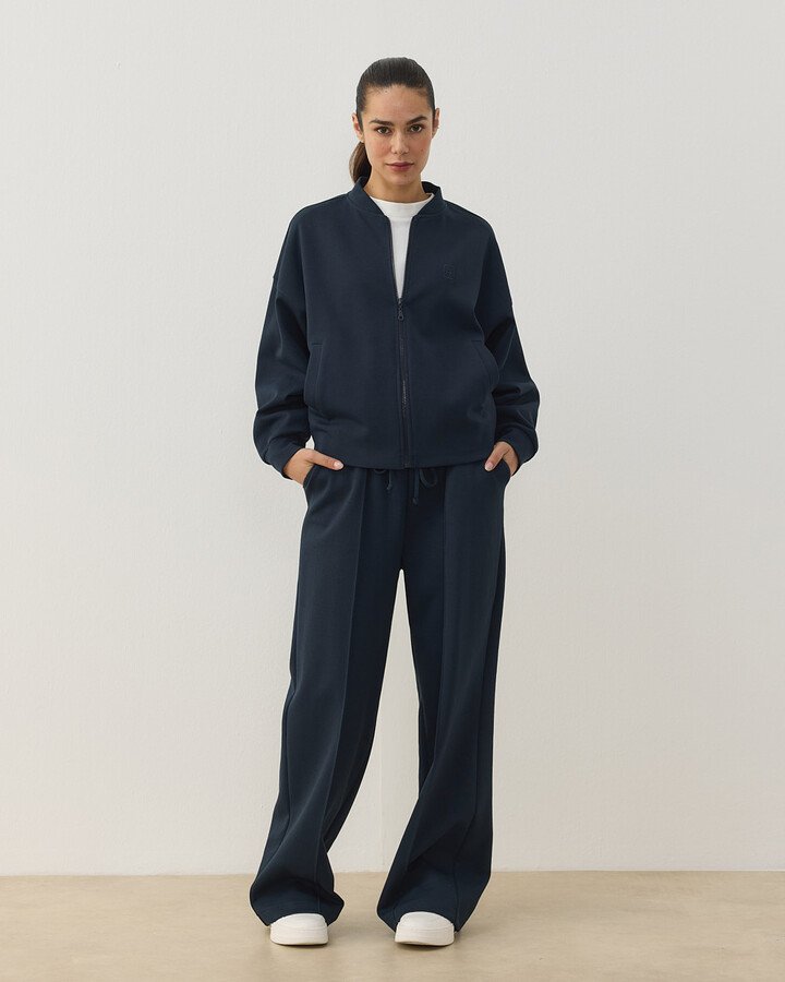 Premium Doubleface Crop Bomber Ceket Lacivert