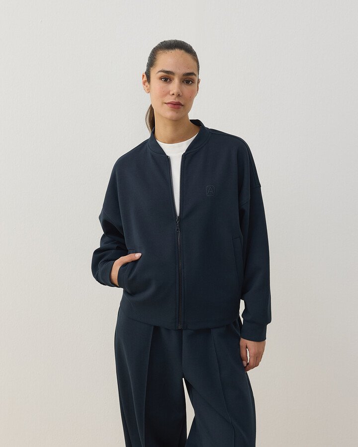 Premium Doubleface Crop Bomber Ceket Lacivert