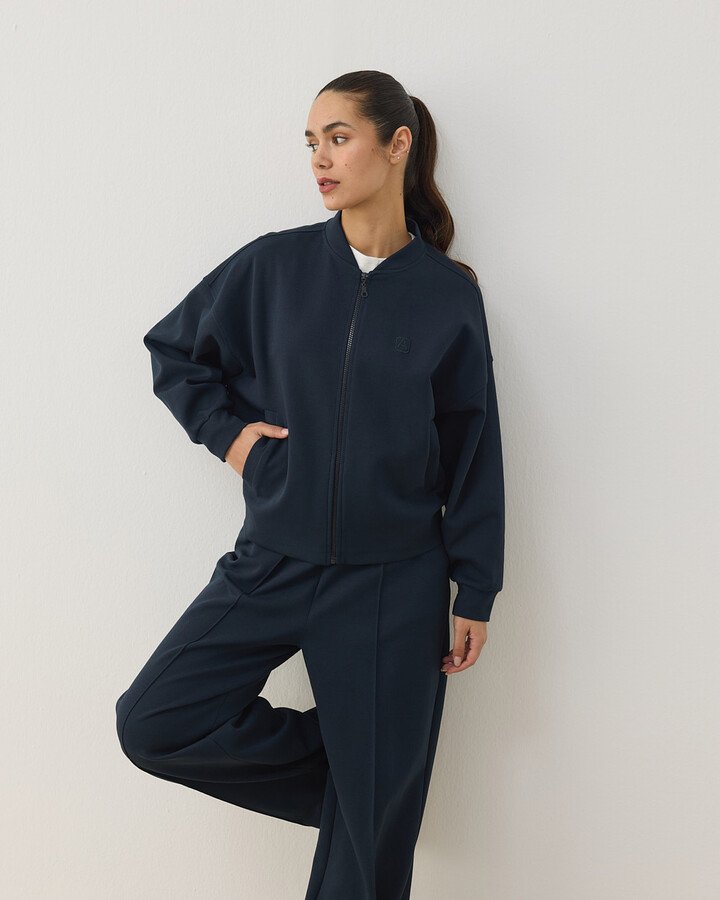 Premium Doubleface Crop Bomber Ceket Lacivert
