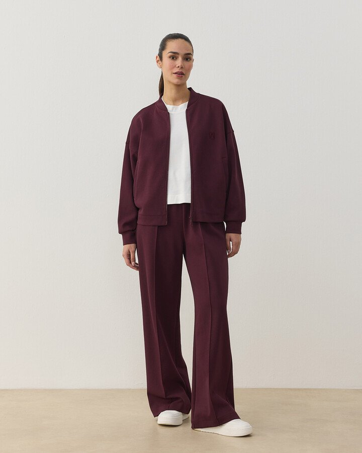 Premium Doubleface Crop Bomber Ceket Mürdüm