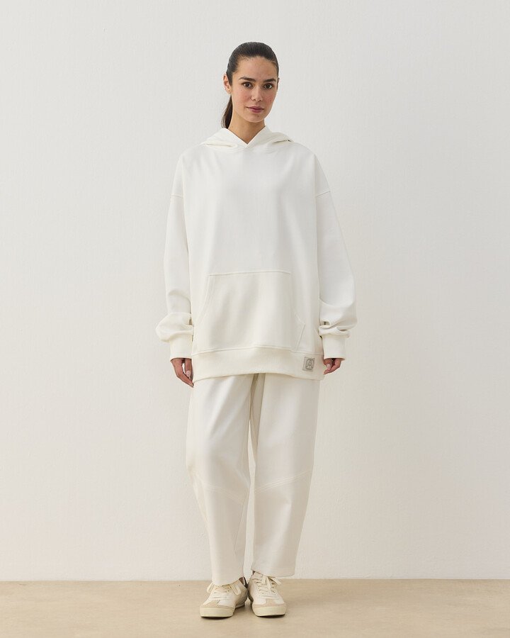 Premium Doubleface Kapüşonlu Hoodie Sweatshirt Ekru - Aybikestil (1)