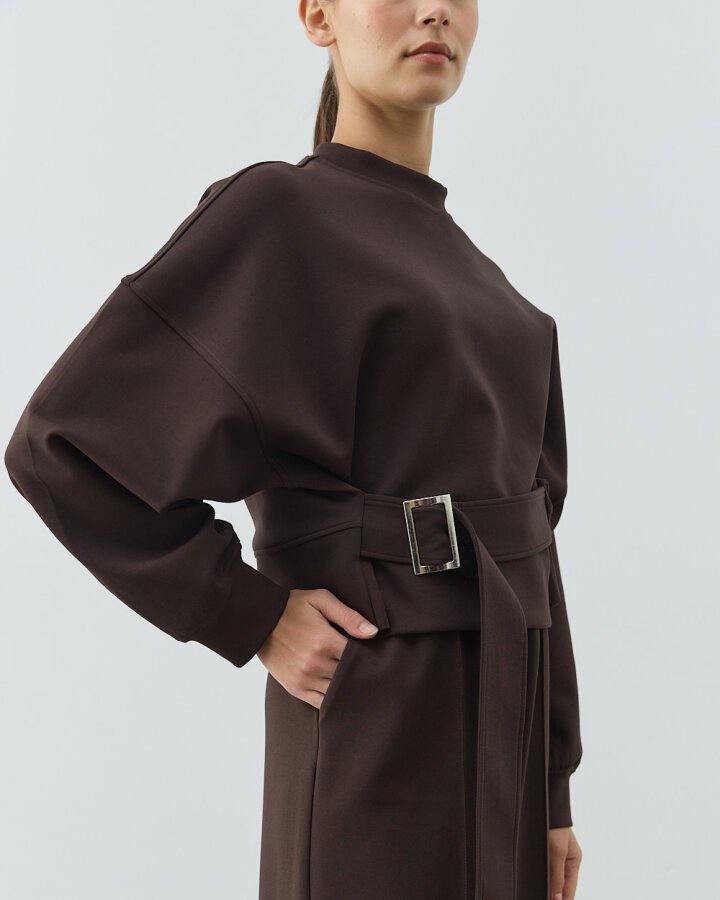 Premium Doubleface Kemerli Mini Sweat Acı Kahve - Aybikestil (1)