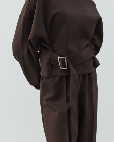 Premium Doubleface Kemerli Mini Sweat Acı Kahve - Aybikestil (1)