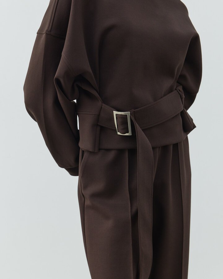 Premium Doubleface Kemerli Mini Sweat Acı Kahve - Aybikestil (1)