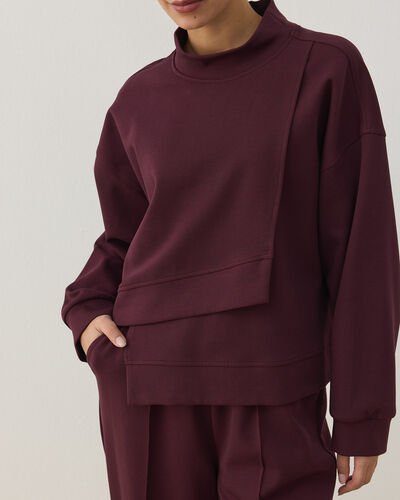 Premium Doubleface Kısa Amorf Formlu Sweat Mürdüm 