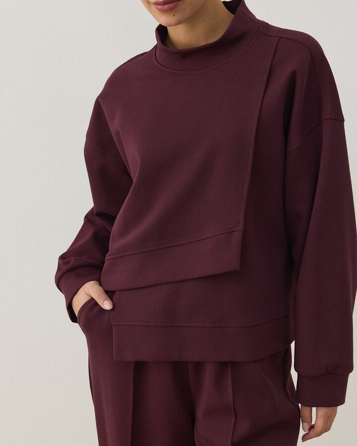 Premium Doubleface Kısa Amorf Formlu Sweat Mürdüm