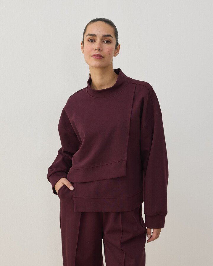 Premium Doubleface Kısa Amorf Formlu Sweat Mürdüm