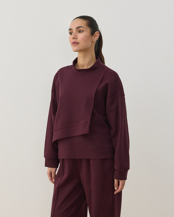 Premium Doubleface Kısa Amorf Formlu Sweat Mürdüm