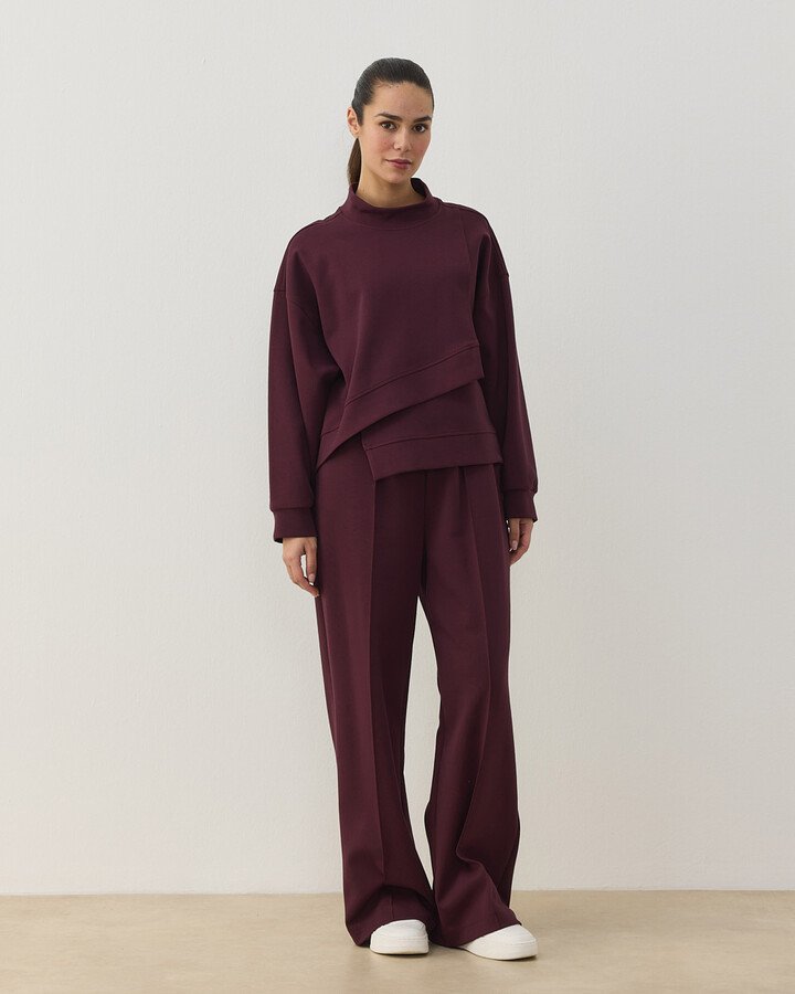 Premium Doubleface Kısa Amorf Formlu Sweat Mürdüm