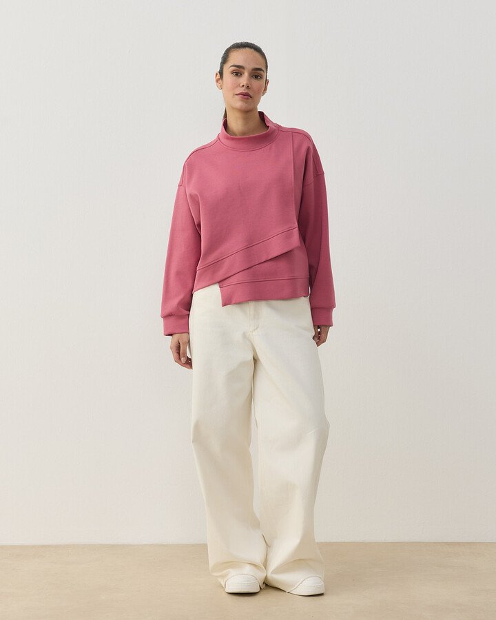 Premium Doubleface Kısa Amorf Formlu Sweat Pembe - Aybikestil (1)