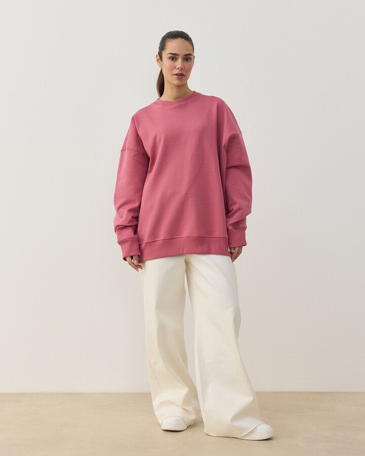 Premium Doubleface Oversize Sweat Pembe
