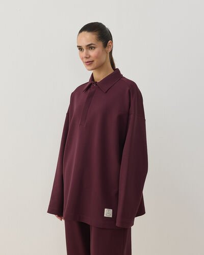 Premium Doubleface Polo Yaka Sweat Mürdüm 