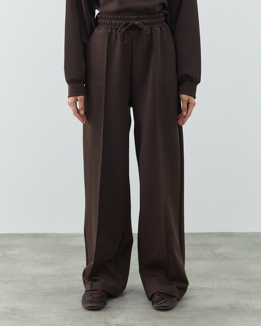 Premium Doubleface Straight Fit Nervürlü Eşofman Altı Acı Kahve - 