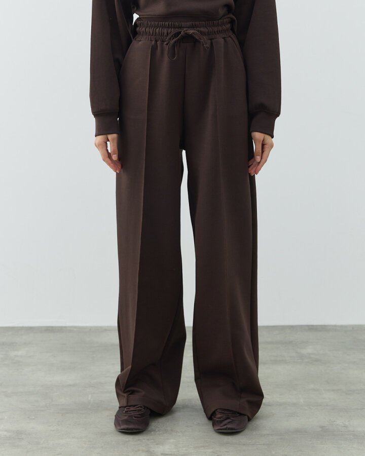 Premium Doubleface Straight Fit Nervürlü Eşofman Altı Acı Kahve