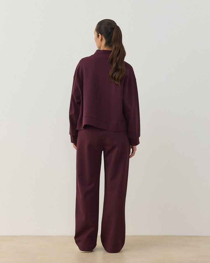 Premium Doubleface Straight Fit Nervürlü Eşofman Altı Mürdüm