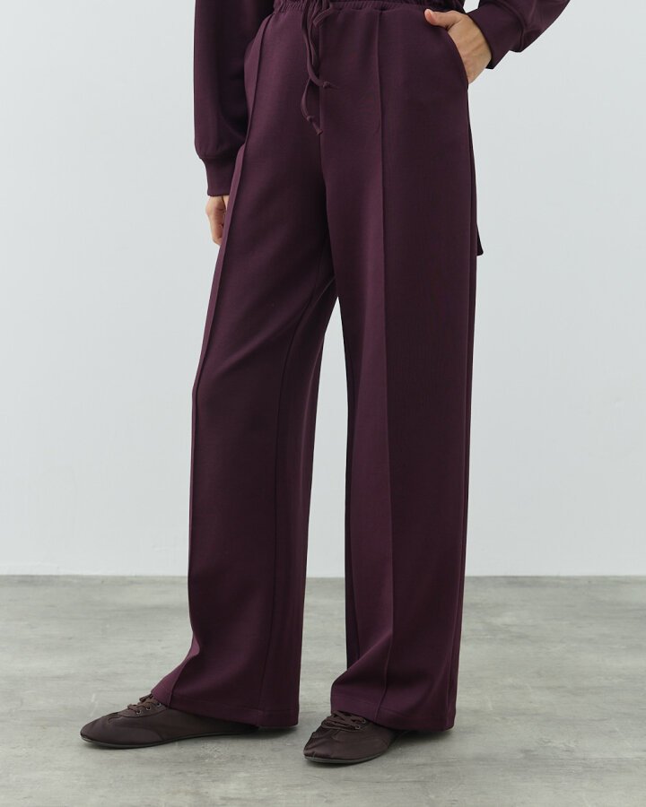 Premium Doubleface Straight Fit Nervürlü Eşofman Altı Mürdüm - Aybikestil (1)