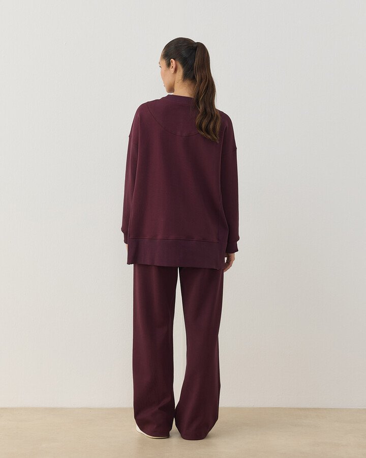 Premium Doubleface Yanı Ribanalı Stil Sweatshirt Mürdüm