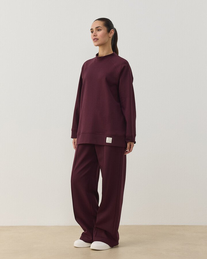 Premium Doubleface Yanı Ribanalı Stil Sweatshirt Mürdüm