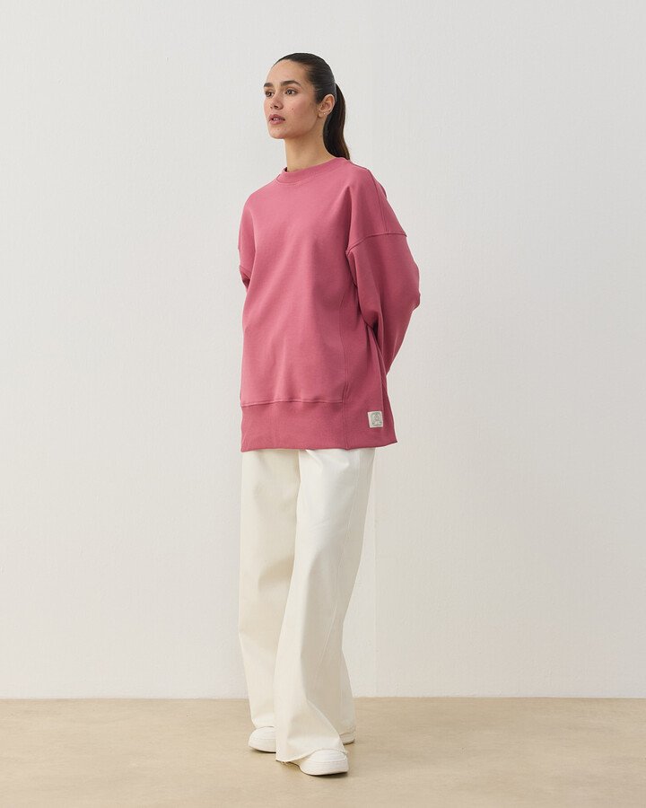 Premium Doubleface Yanı Ribanalı Stil Sweatshirt Pembe - Aybikestil (1)