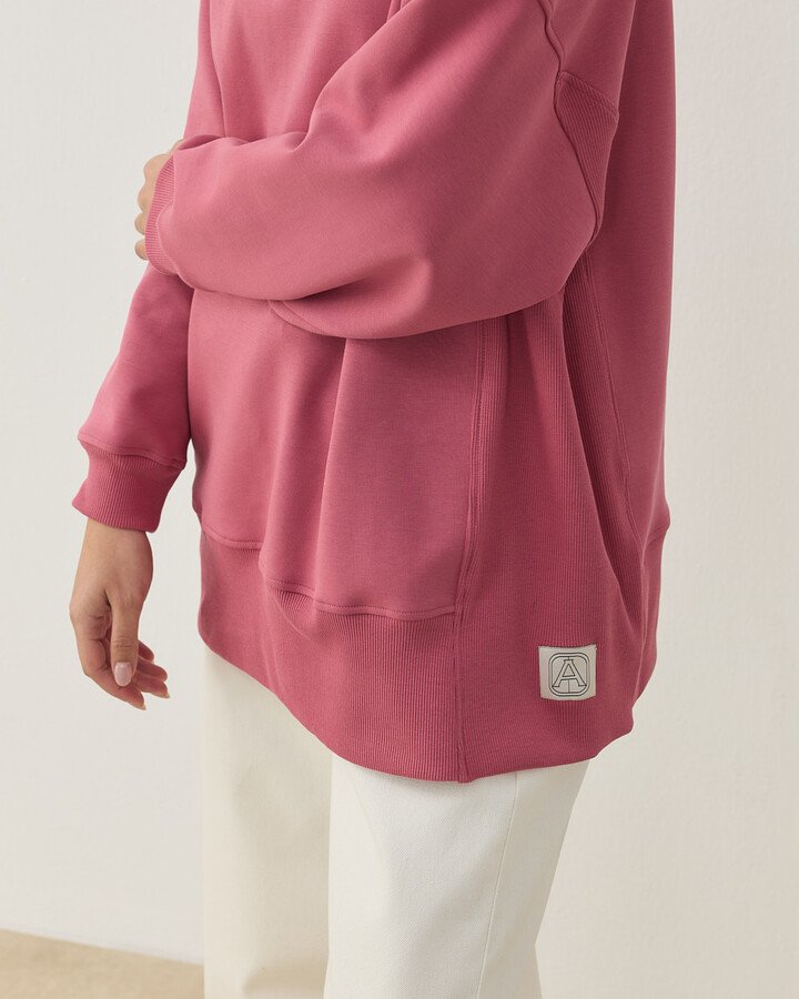 Premium Doubleface Yanı Ribanalı Stil Sweatshirt Pembe - Aybikestil (1)