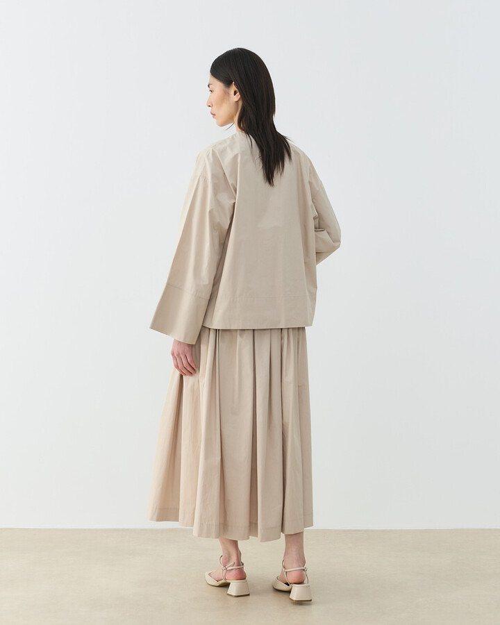 Premium Poplin Seyyar Atkılı Kimono Bluz Bej