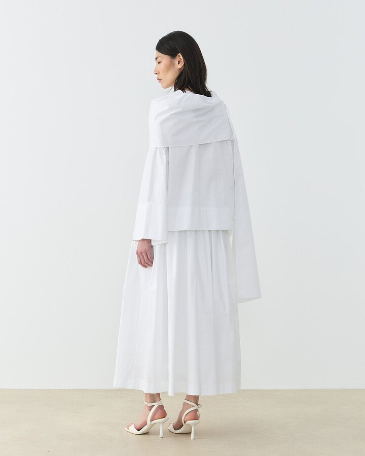 Premium Poplin Seyyar Atkılı Kimono Bluz Ekru