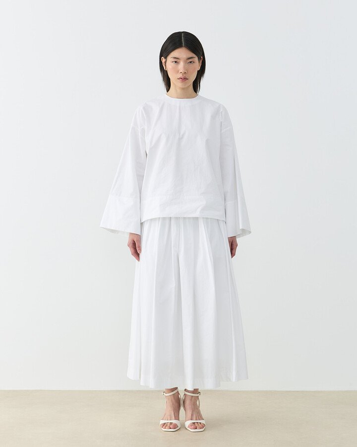 Premium Poplin Seyyar Atkılı Kimono Bluz Ekru