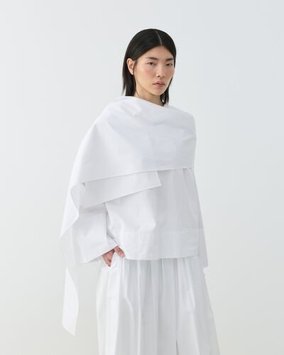 Premium Poplin Seyyar Atkılı Kimono Bluz Ekru 