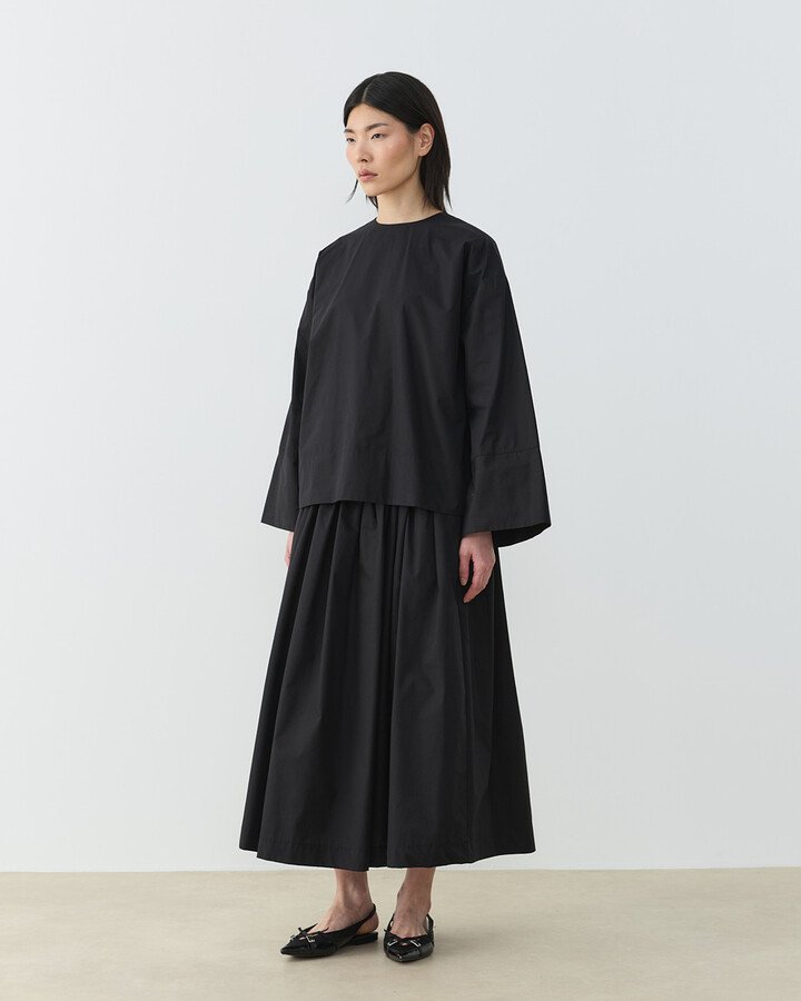 Premium Poplin Seyyar Atkılı Kimono Bluz Siyah