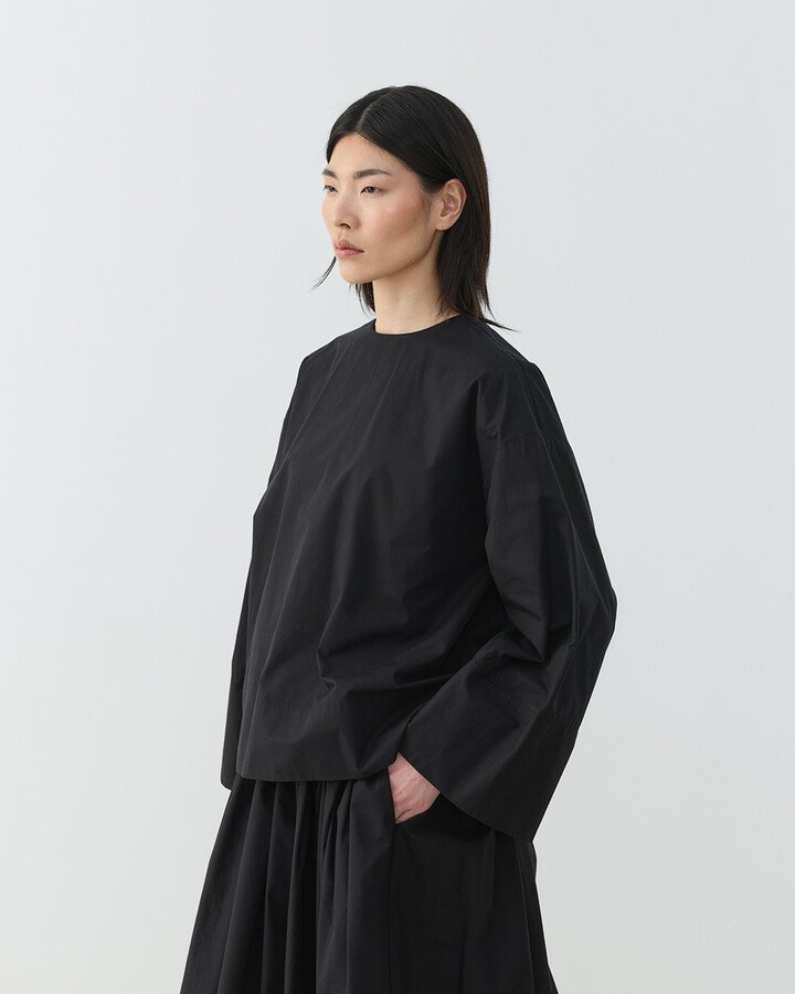 Premium Poplin Seyyar Atkılı Kimono Bluz Siyah