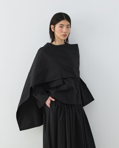 Premium Poplin Seyyar Atkılı Kimono Bluz Siyah 
