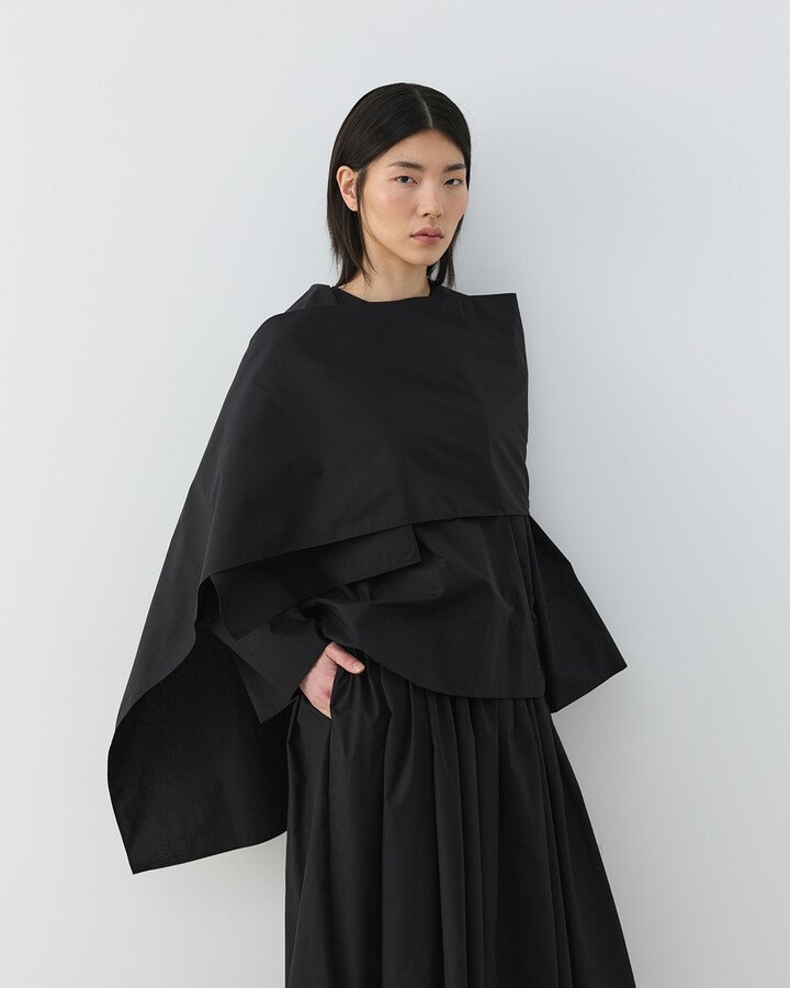 Premium Poplin Seyyar Atkılı Kimono Bluz Siyah