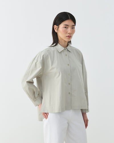 Premium Poplin Yırtmaçlı Kısa Gömlek Soğuk Mint 