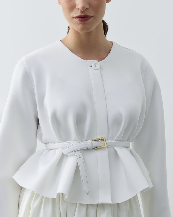 Puf Kısa Crop Volanlı Ceket Beyaz - Aybikestil (1)