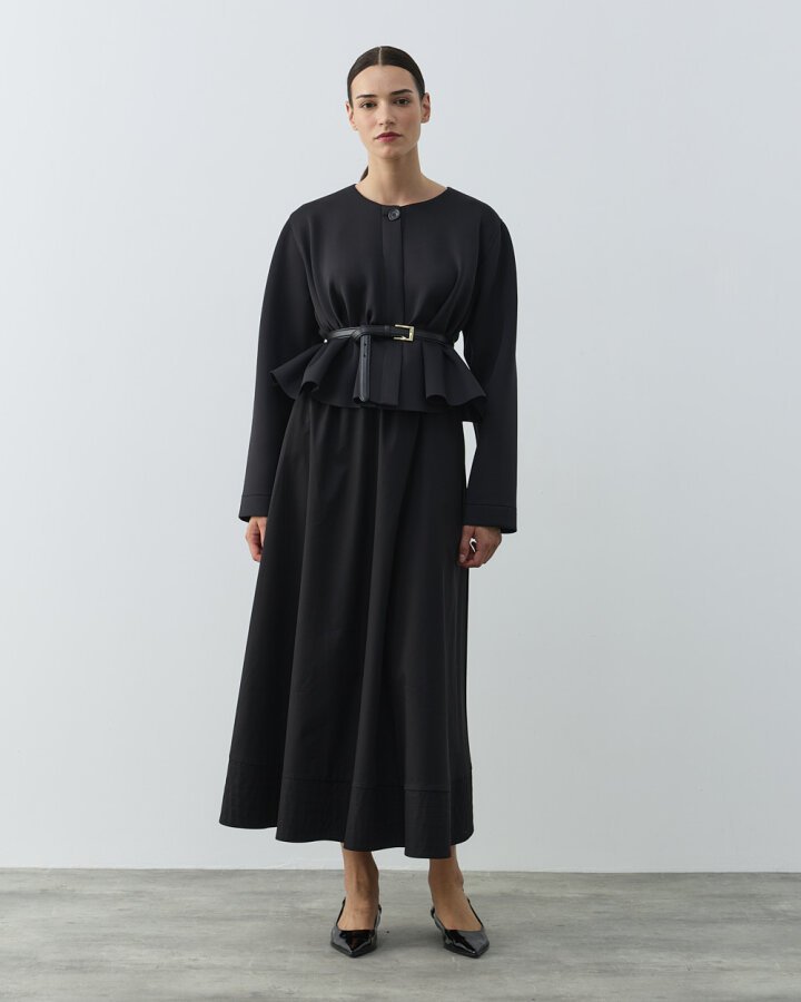 Puf Kısa Crop Volanlı Ceket Siyah - Aybikestil (1)