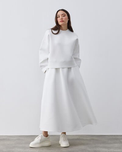 Puf Kloş Vol Etek Beyaz - Aybikestil (1)